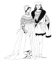 A coloring page of renaissance clothing